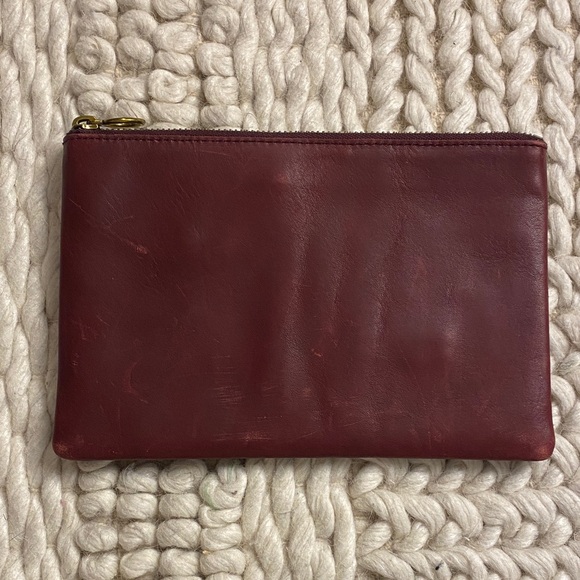 SOLD Madewell Oxblood Leather Zip Pouch • 8.5” x 5.5” - Picture 3 of 11